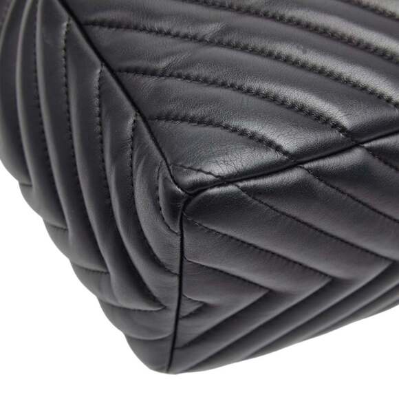 CHANEL Black Lambskin Leather Logo Shoulder Bag - Picture 7 of 13